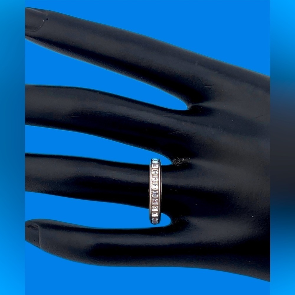 Brighton Eternal Stack Ring Size 9 White Crystals.  Stackable Ring Silver Plated